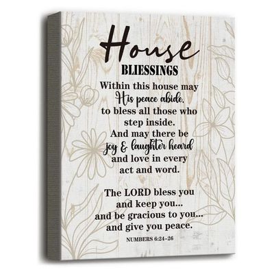 Canvas Wall Art House Blessing Decor, Housewarming Gift Canvas Wall Art For Home Decor, Inspirational Quote Canvas Prints Poster Wall Art, Christian Family Home Decor Saying, Gift For Christian 12X15