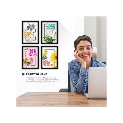 Framed Wall Paintings Inspiring Quotes For Office And Home Set Of 4 Happiness