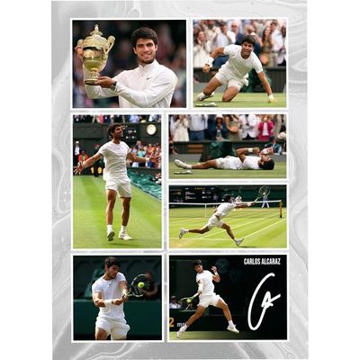 Carlos Alcaraz - Wimbledon Tennis 2023 Champion Signed A4 Montage Photo Print Pre Printed Signature Autograph Gift
