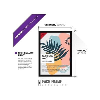 Motivational Quotes Wall Painting With Glass For Home And Office Decoration, A3 - Set Of 4