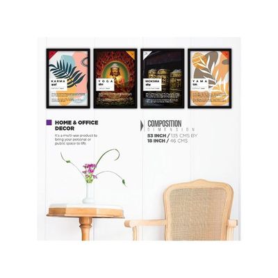 Motivational Quotes Wall Painting With Glass For Home And Office Decoration, A3 - Set Of 4