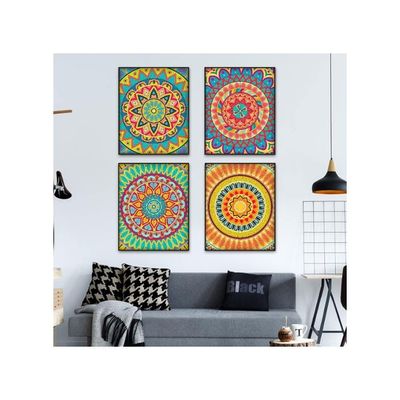 Wall Art Unframed Prints  Art Paper Set Of 4, 8X10 Inch Mandala Artwork