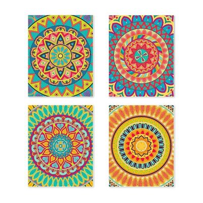 Wall Art Unframed Prints  Art Paper Set Of 4, 8X10 Inch Mandala Artwork