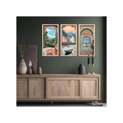 Walllane Painting For Home Decoration |Traditional Indian Art Pichwai Wall Décor Paintings | Traditional Indian Art Pichwai Wall Décor Paintings Set Of 3 (10X19 Inch, C)