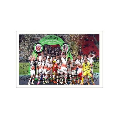 West Ham 2022/23 Conference League Winners Squad Signed 12X8 Inch Photo Print Pre Printed Signatures Football Autograph Gift