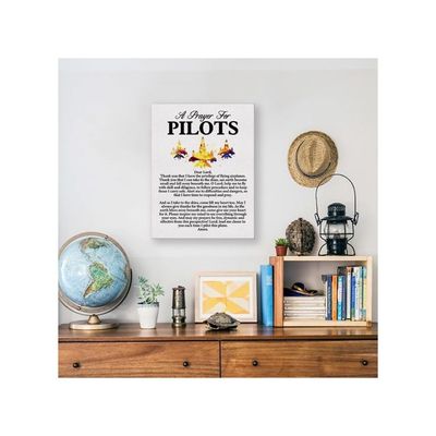 A Pilot'S Prayer Quote Poster Canvas Wall Art For Office Home Decor - Pilot Gift Aviation Professionals Canvas Print Wall Art Painting Ready To Hang Gifts - Easel & Hanging Hook 12X15 Inch