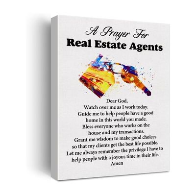 A Real Estate Agent'S Prayer Quote Poster Canvas Wall Art For Office Home Décor 12X15 Inch