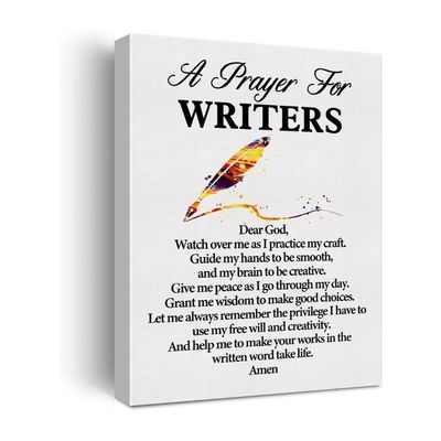 A Writer'S Prayer Quote Poster Canvas Wall Art For Office Home Decor - Writers Canvas Print Wall Art Painting Ready To Hang Gifts - Easel & Hanging Hook 12X15 Inch