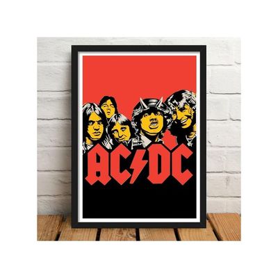 Ac Dc Rock Band Popart Framed Poster, Multicolour, Print, 10Inch X 13Inch For Room Office