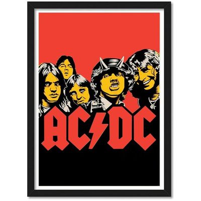 Ac Dc Rock Band Popart Framed Poster, Multicolour, Print, 10Inch X 13Inch For Room Office