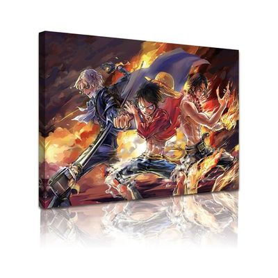 Japanese Anime Poster Luffy Ace Sabo Three Brothers Print On Canvas Painting Wall Art For Living Room Decor Boy Gift (With Frame)