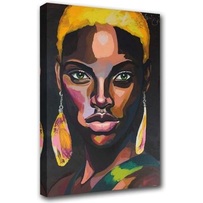 African Girl Wall Art Canvas Modern Pop Wall Art Paintings 16''Wx24''H