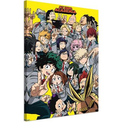 Anime Poster Mha Print On Canvas Painting Wall Art For Living Room Decor Boy Gift(With Frame, Q-Mha 1Pcs)