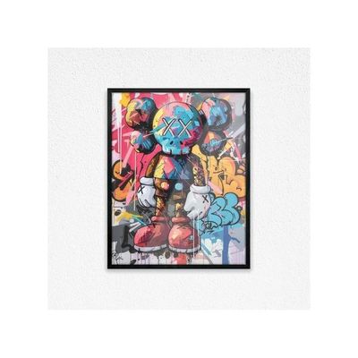Art Decor Colorful Kaws Street Art Framed Print Portrait Art Modern Art Wall Art Wall Décor For Living Room Bedroom Home Office Gifting 45X60Cm