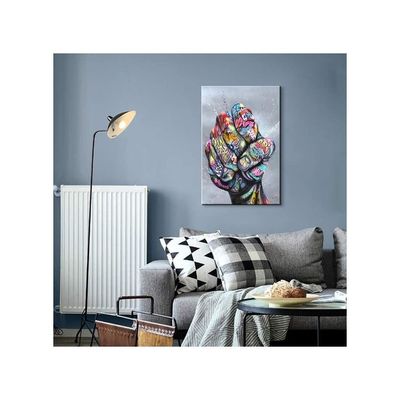 Art Powerful Fist Wall Art Colorful Paintings For Wall Pop Art Wall Decor Street Art Poster Decor For Living Room Decor Ready To Hang (12''Wx18''H)