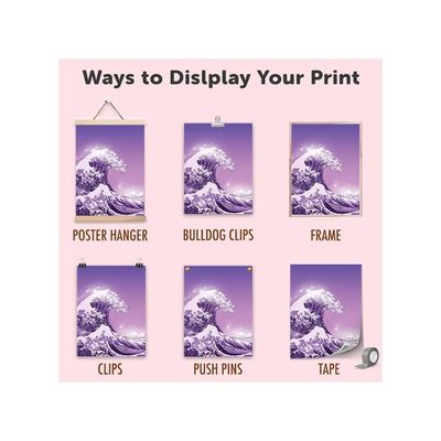 Artivo Purple Poster 12X16 Unframed, Great Wave Poster Print, Purple Aesthetic Room Decor, Teen Wall Decor
