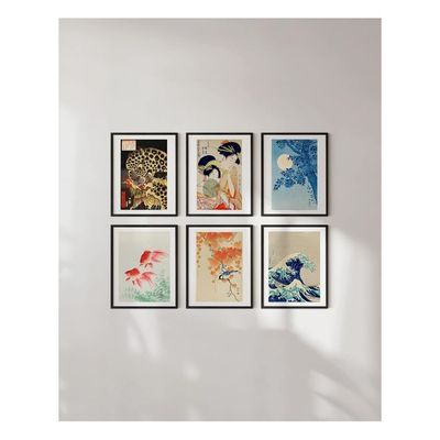 Asian Art Prints Japanese Art Wall Decor - Set Of 6 Japanese Wall Art Japanese Posters & Japanese Paintings | Hokusai Paintings, Waves Poster, Japanese Pictures For Wall Unframed (11X14)