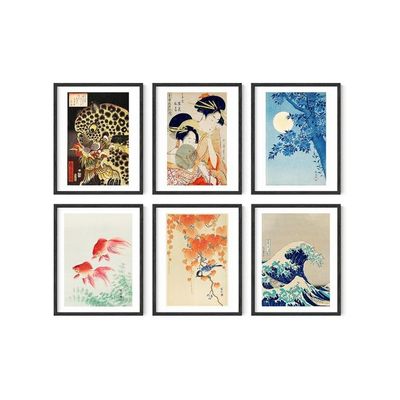 Asian Art Prints Japanese Art Wall Decor - Set Of 6 Japanese Wall Art Japanese Posters & Japanese Paintings | Hokusai Paintings, Waves Poster, Japanese Pictures For Wall Unframed (11X14)