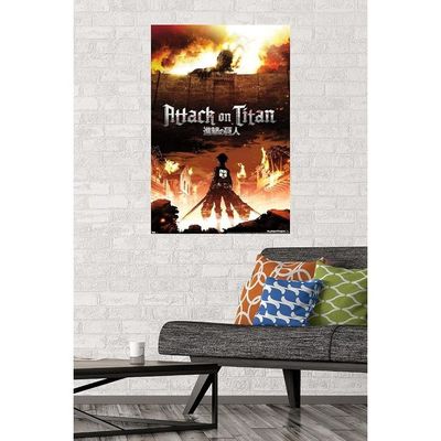 Attack On Titan Fire Wall Poster 18" X 30", Unframed Version