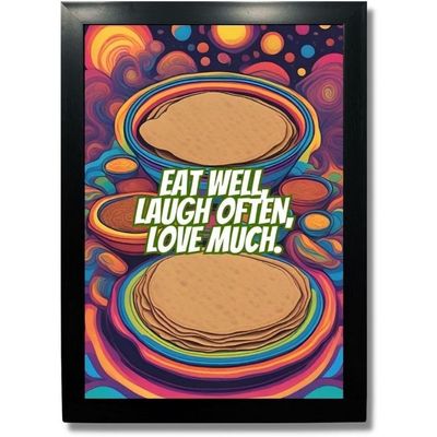 Bar Posters For Home Bar - Kitchen Posters With Frame - Food Quotes Framed Posters - Restaurant Decoration Item (Eat Well)