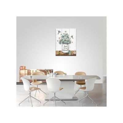 Bathroom Decor Wall Art Rustic Daisy Hummingbird Picture Wall Decor Country Blue Flower Painting Canvas Prints Modern Framed Home Decor For Bedroom Living Room Kitchen 12"X16"