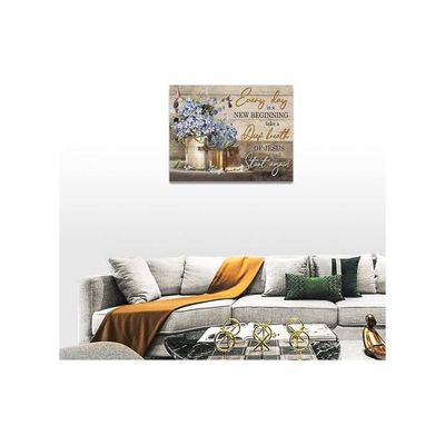 Bathroom Decor Wall Art Vintage Rustic Blue Flower Pictures Wall Decor Country Hummingbird Painting Inspirational Quotes Canvas Prints Modern Framed Home Bedroom Decor 16"X12"