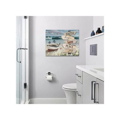 Beach Wall Art Nautical Bathroom Decor Ocean Sea Turtle Pictures Painting Motivational Quotes Teal Artwork Boat Seaside Canvas Home Decor Framed For Bathroom Bedroom Living Room 12"X16"