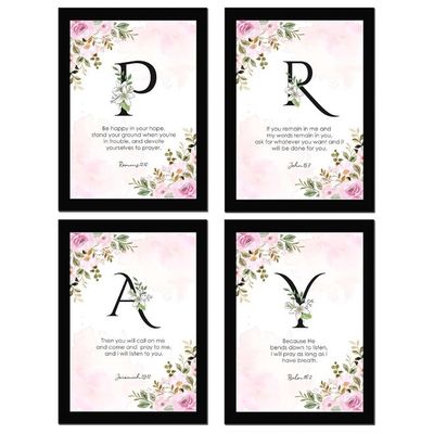Bible Verse Wall Art, Bible Quotes Print With Frame, Home, Office Decor, Bible Quotes Poster (13.6 Inch X 10.2 Inch), Set Of 4