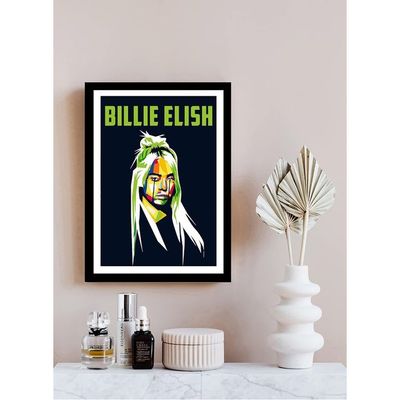 Billie Eilish Poster Framed Acrylic Glass For Room & Office (10 Inch X 13 Inch, Framed)
