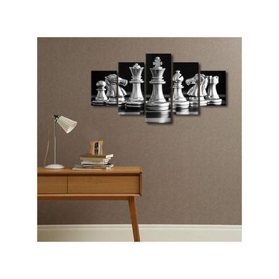 Black And White King 5 Pieces Canvas Art Wall Decor Modern Black And White King And Knight Of Chess Painting Wall Art For Home Game Room Living Room Posters Prints Framed Ready To Hang 60X32 In