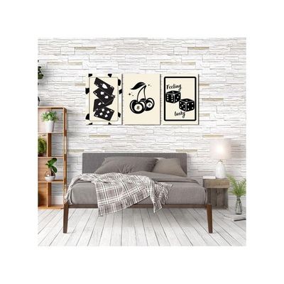 Black Poker Cards Dice 8 Ball Cherries Posters For Casino Game Table Room Aesthetic 3 Pieces Canvas Wall Art Funny Retro Trendy Casino Gaming Room Decor For Man Gift (3P 12X18Inch Unframed)