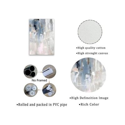 Blue And White Abstract Wall Art  Canvas Wall Art Modern Abstract Artwork For Living Room Abstract Blue  On Canvas Blue Grey White Canvas Minimalist  16X24Inx3 Frameless