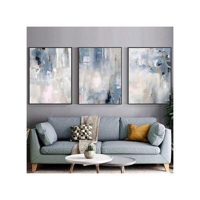 Blue And White Abstract Wall Art  Canvas Wall Art Modern Abstract Artwork For Living Room Abstract Blue  On Canvas Blue Grey White Canvas Minimalist  16X24Inx3 Frameless