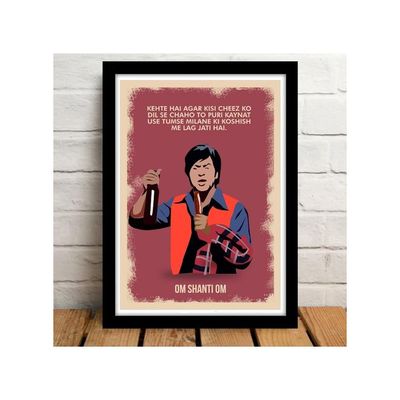 Bollywood Movies Om Shanti Om Frame For Room & Office (Framed Poster(10X13Inch), Red)