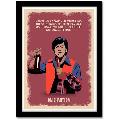 Bollywood Movies Om Shanti Om Frame For Room & Office (Framed Poster(10X13Inch), Red)