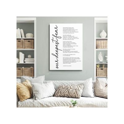 Boss Office Artwork Our Deepest Fear Poster Inspirational Quote Canvas Wall Art Marianne Williamson Quote Child Of God Picture Minimalist Sign Positive Quotes Wall Decor For Home 16X24Inch Framed