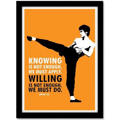 Bruce Lee Pop Art Poster Framed For Room & Office (10 Inch X 13 Inch Framed) Multi Color