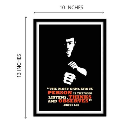 Bruce Lee Pop Art Poster Framed For Room & Office (10 Inch X 13 Inch, Framed) Multi Color