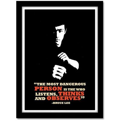 Bruce Lee Pop Art Poster Framed For Room & Office (10 Inch X 13 Inch, Framed) Multi Color