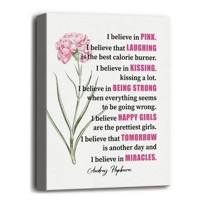 Canvas Wall Art Audrey Hepburn 'I Believe In Pink' Wall Art Decor