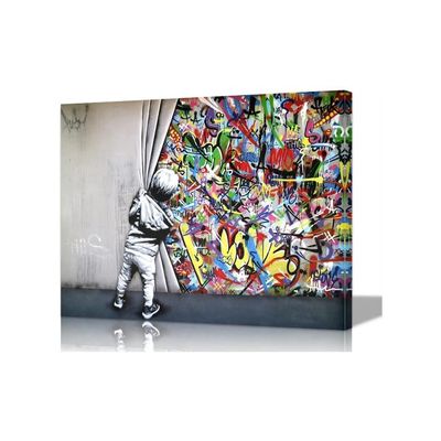 Canvas Wall Art Colorful Street Poster Pop For Living Room Bedroom Decor (24''Hx36''W)