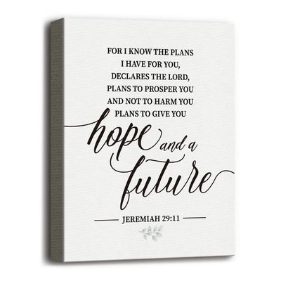 Canvas Wall Art Jeremiah 29:11 - I Know The Plans I Have For You Hope And Future Wall Art, Bible Verse Inspirational Decor Wall Art, Christian Religious Scripture Wall Decor, Gift For Home Decor 12X15