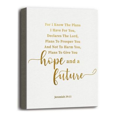 Canvas Wall Art Jeremiah 29:11, For I Know The Plans I Have For You, Christian Bible Verse Wall Art, Canvas Prints Poster Wall Art For Home Decor, Scripture Sign Christian Wall Decor Size 12X15