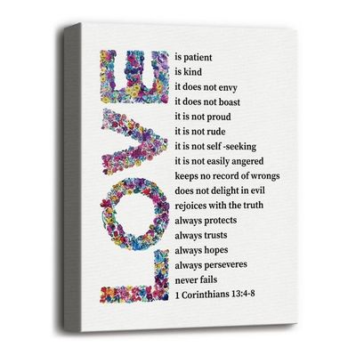 Canvas Wall Art Love Is Patient Love Is Kind 1 Corinthians 13:4-8