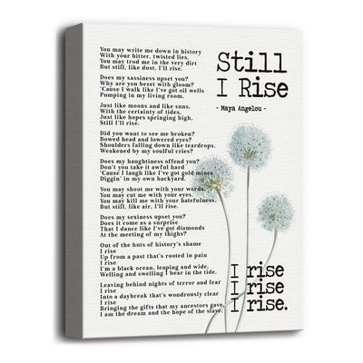 Canvas Wall Art Maya Angelou Inspirational Quote Decor, Still I Rise Inspirational Canvas Prints Poster Wall Art, Motivational Wall Art, Gift For Home And Office Decor Under, Size 12X15