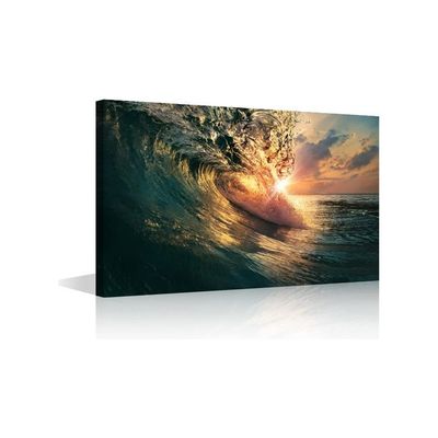 Canvas Wall Art Ocean Waves Painting Wall Decorations For Living Room Bedroom Modern Fashion Family Bathroom Hang Pictures Wall Artwork Office Canvas Art Prints Framed Ready To Hang (16X24In)