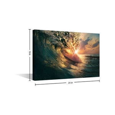 Canvas Wall Art Ocean Waves Painting Wall Decorations For Living Room Bedroom Modern Fashion Family Bathroom Hang Pictures Wall Artwork Office Canvas Art Prints Framed Ready To Hang (16X24In)