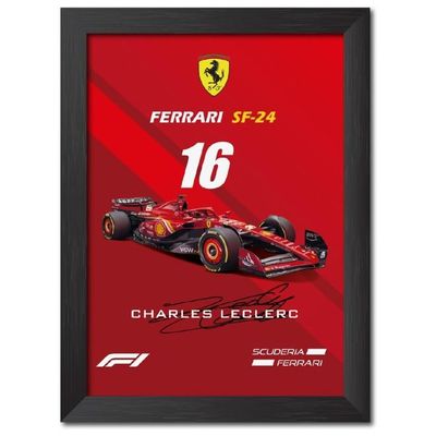 Charles Leclerc F1 Poster Sf 24 Formula One Photo Frame Painting With Matt Finish Black  (12 Inches X 9 Inches)
