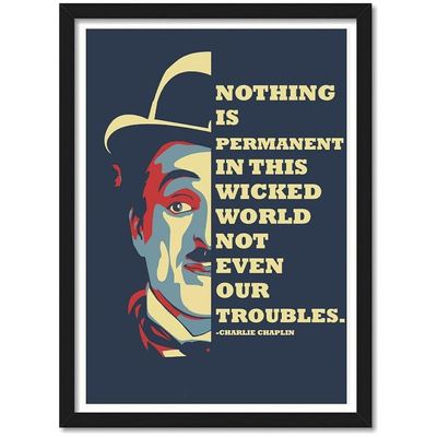 Charlie Chaplin Motivational Quote Framed Poster For Room & Office (10 Inch X 13 Inch, Framed)