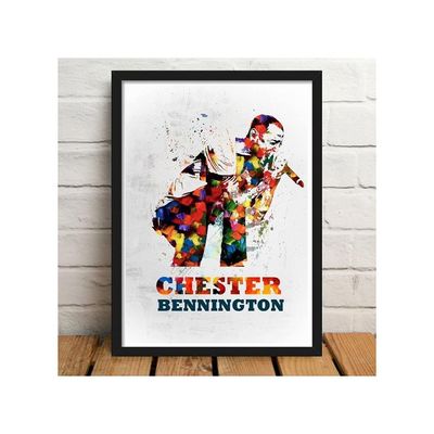 Chester Bennington Linkin Park Popart Framed Poster, Multicolour, Print, 10Inch X 13Inch For Room Office Wall